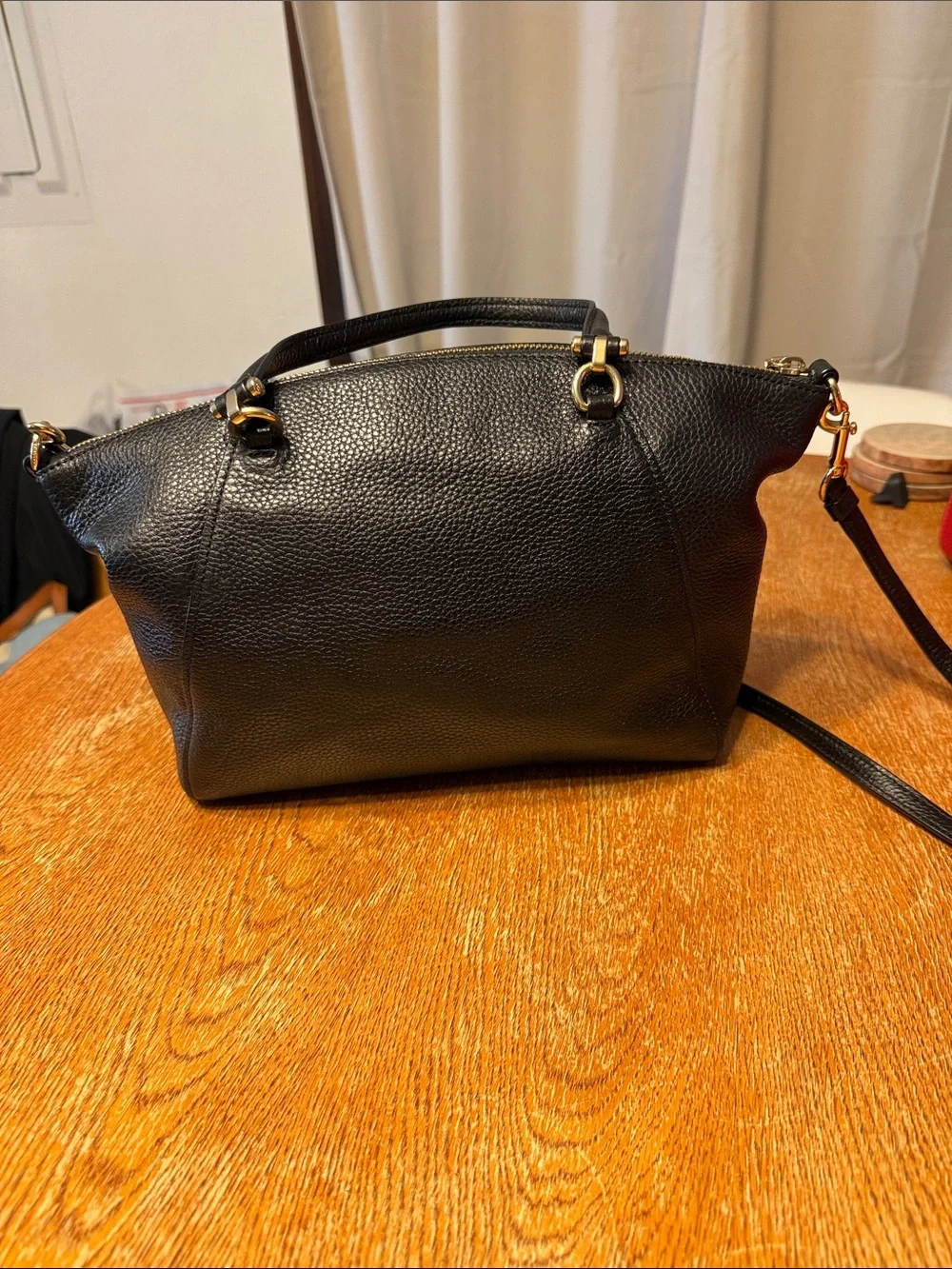 Coach Black Pebbled Leather Satchel with Gold Hardware